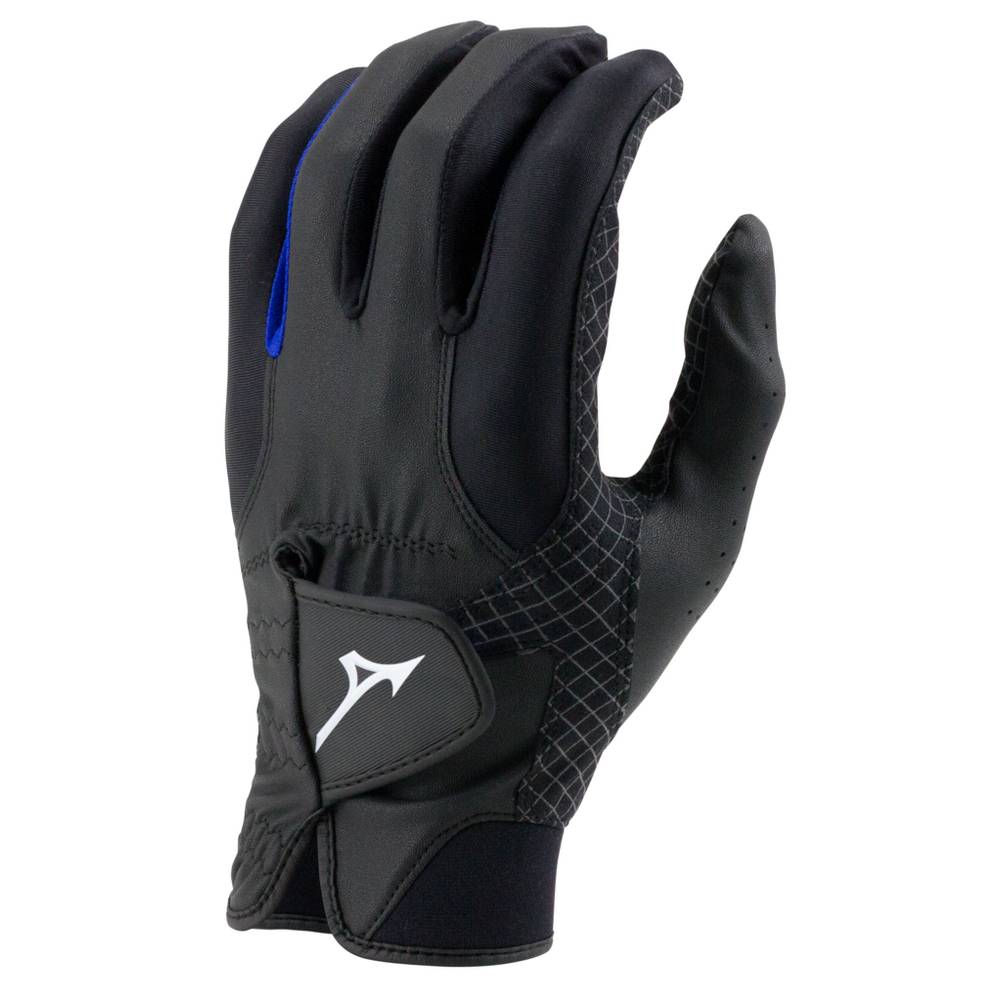 Damske Rukavice Mizuno RainFit - Pair Golf Čierne/Kráľovská Modrá Vypredaj CZJW23091